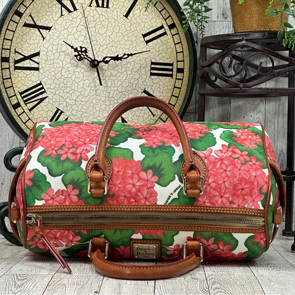 Dooney & Bourke Red Hydrangea Shoulder Satchel w Change Purse - Picture 10 of 16